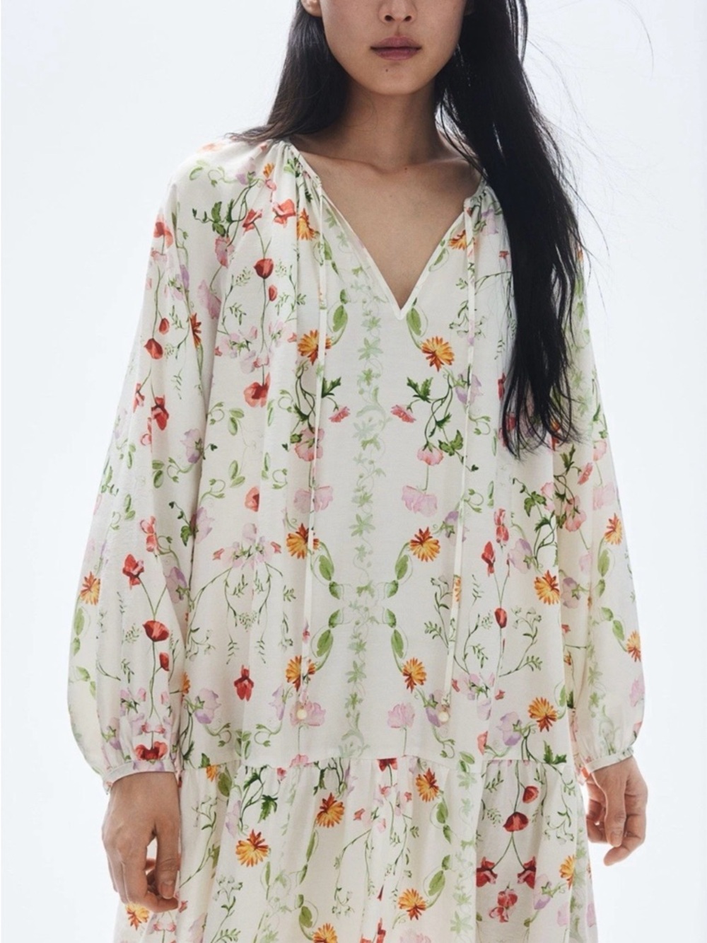 H&M Floral dropped waist dress